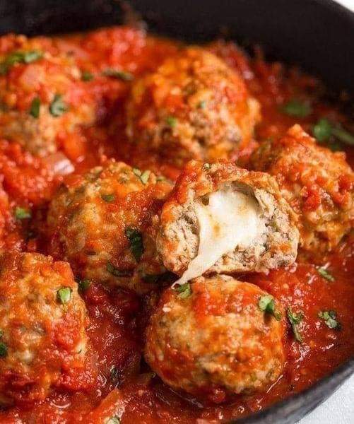 Keto Mozzarella Stuffed Meatballs